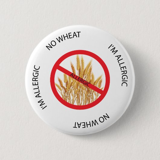 Badge Rond 5 Cm Aucun bouton d'alerte d'allergie de blé (Devant)