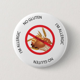 Badge Rond 5 Cm Aucun bouton d'alerte d'allergie de gluten