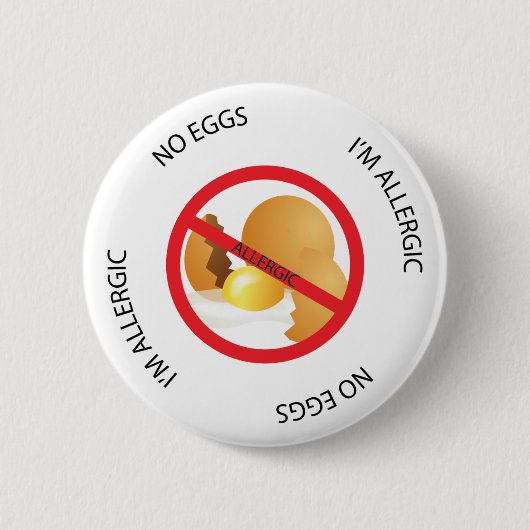 Badge Rond 5 Cm Aucun bouton d'alerte d'allergie d'oeufs (Devant)