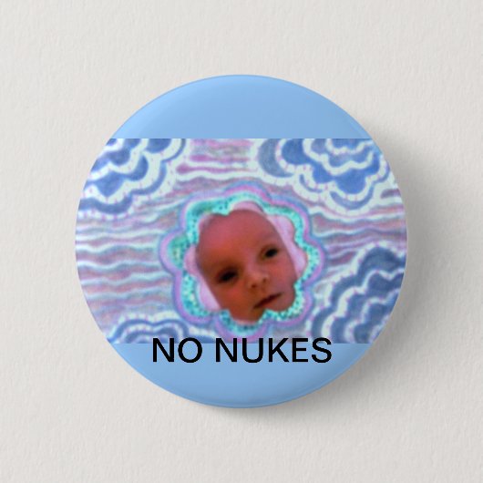 BADGE ROND 5 CM AUCUN BOUTON D'ARMES NUCLÉAIRES (Devant)