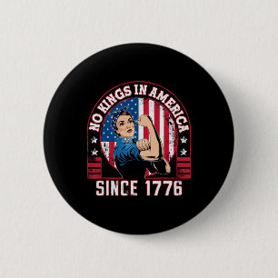 Badge Rond 5 Cm Aucun Rois En Amérique Depuis 1776 Drapeau Usa Enr