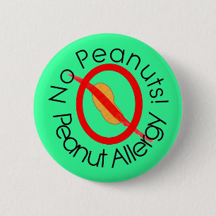 Badge Rond 5 Cm Aucunes arachides ! Pin d'allergie d'arachide en