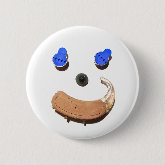 Badge Rond 5 Cm Audition = plus heureux + Plus sain (Devant)