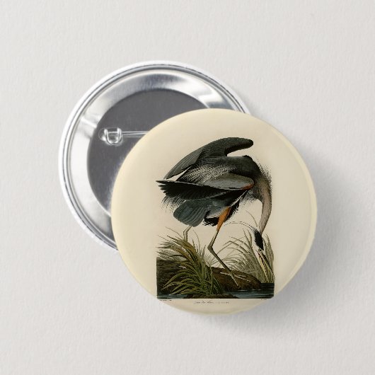 Badge Rond 5 Cm Audubon Great Blue Heron Marsh Bird (Devant & derrière)