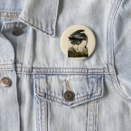 Badge Rond 5 Cm Audubon Great Blue Heron Marsh Bird (En situation)