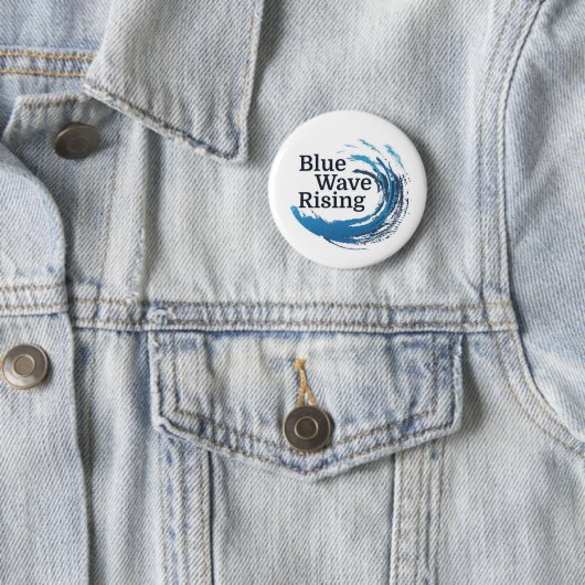 Badge Rond 5 Cm Augmentation bleue de vague (En situation)