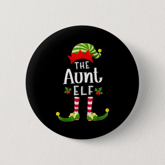 Badge Rond 5 Cm Aunt Christmas Elf Matching Pajama X-mas Party  (Devant)