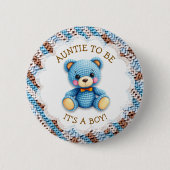 Badge Rond 5 Cm Aunt To Be | Crochet Teddy Bear Baby Shower (Devant)