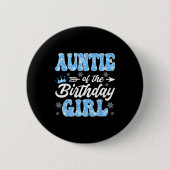 Badge Rond 5 Cm Auntie Of The Birthday Girl Snowflakes Winter Chri (Devant)