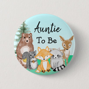 Badge Rond 5 Cm Auntie To Be Woodland