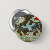 Badge Rond 5 Cm Auspicious Tide & Phoenix Rising Motif chinois (Devant & derrière)