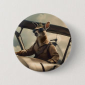 Badge Rond 5 Cm Aussie Kangaroo Avion Pilote, (Devant)