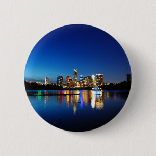 Badge Rond 5 Cm Austin Texas Downtown Night Skyline Ladybird Lake