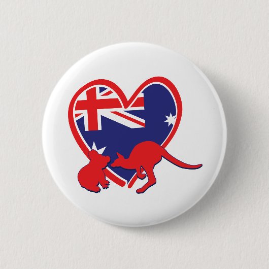 Badge Rond 5 Cm Austrailia Koala Kangaroo (Devant)