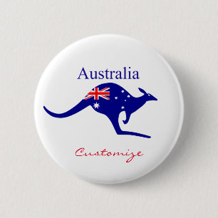 Badge Rond 5 Cm Australia Flag Kangaroo Thunder_Cove