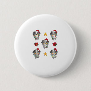 Badge Rond 5 Cm Australian Shepherd Joyeux Chiens d'hiver de Noël