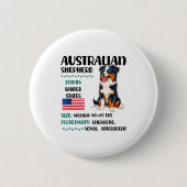 Badge Rond 5 Cm Australian Shepherd Origin Funny Aussie Dog Lover  (Devant)