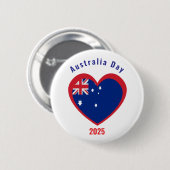 Badge Rond 5 Cm Australie jour coeur de drapeau (Devant & derrière)