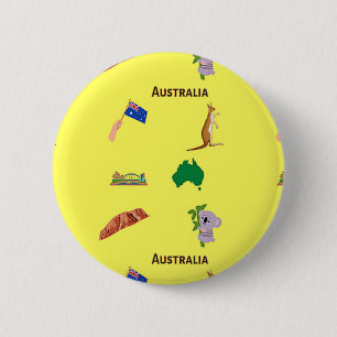 Badge Rond 5 Cm Australie motif sur jaune