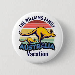 Badge Rond 5 Cm Australie Voyage Cute Kangaroo Sunset Custom