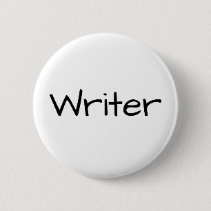 Badge Rond 5 Cm Auteur manuscrit blanc simple