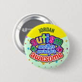 Badge Rond 5 Cm AUTISM another word for AWESOME (Devant & derrière)