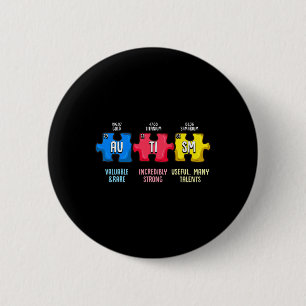 Badge Rond 5 Cm Autism Aware Puzzle Chemical Element