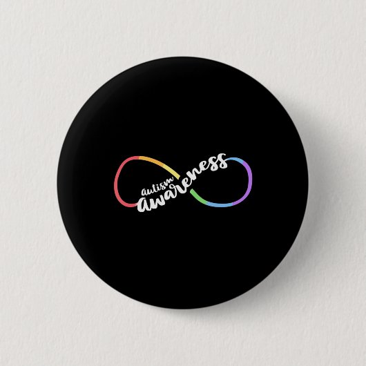 Badge Rond 5 Cm Autism Awareness Autistic Acceptance Rainbow Infin (Devant)