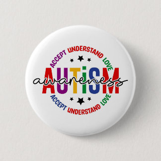 Badge Rond 5 Cm Autism Awareness Pin – Support & Acceptance Button