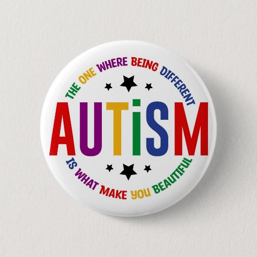 Badge Rond 5 Cm Autism: Being Different Makes You Beautiful Pin (Devant)