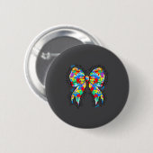 Badge Rond 5 Cm Autism Coquette Bow Puzzle Autism Awareness Proud  (Devant & derrière)