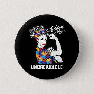 Badge Rond 5 Cm Autism Mom Unbreakable Sensibilisation sur l'autis