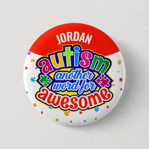 Badge Rond 5 Cm AUTISM un autre mot pour AWESOME