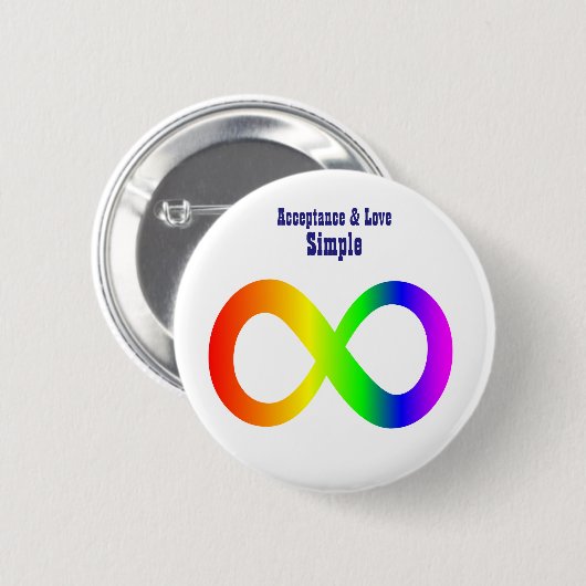 Badge Rond 5 Cm Autisme Acceptation Amour Simple - Neurododiversit (Devant & derrière)
