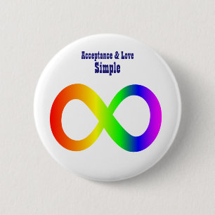 Badge Rond 5 Cm Autisme Acceptation Amour Simple - Neurododiversit