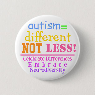 Badge Rond 5 Cm Autisme=Bouton Différent Pas Moins Sensibilisation