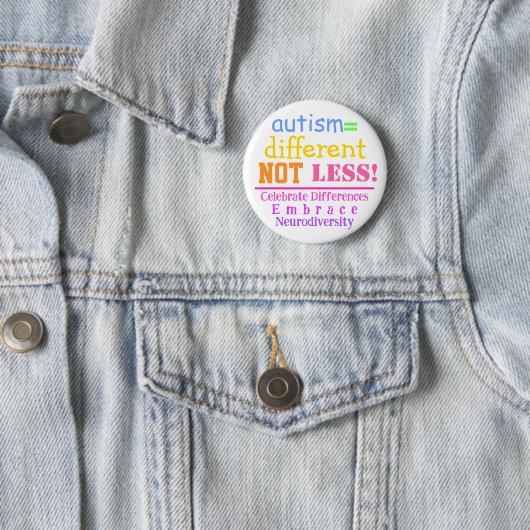 Badge Rond 5 Cm Autisme=Bouton Différent Pas Moins Sensibilisation (En situation)