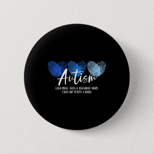 Badge Rond 5 Cm Autisme Cardiaque D'Empreinte Chaque Impression Ra