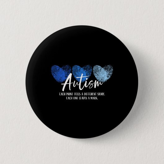 Badge Rond 5 Cm Autisme Cardiaque D'Empreinte Chaque Impression Ra (Devant)