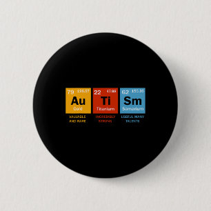 Badge Rond 5 Cm Autisme Chimie Tableau Périodique Éléments Autisme