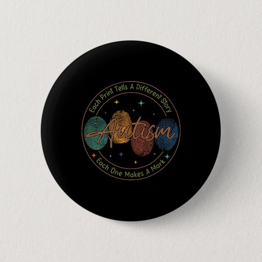 Badge Rond 5 Cm Autisme D'Empreinte Chaque Impression Raconte Une (Devant)