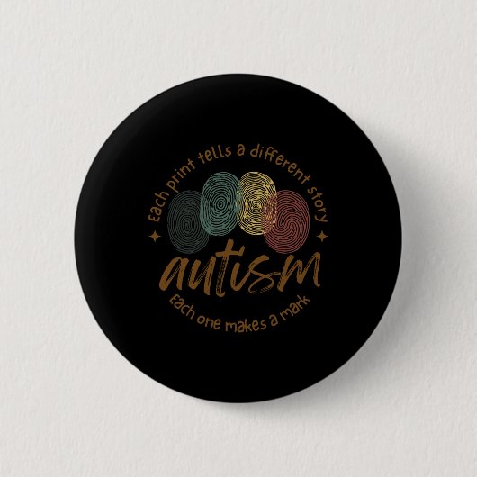 Badge Rond 5 Cm Autisme D'Empreinte Chaque Impression Raconte Une (Devant)