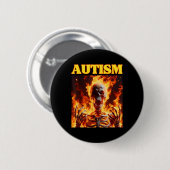 Badge Rond 5 Cm Autisme Drôle Cringe Dur Skeleton Mème Flames (Devant & derrière)