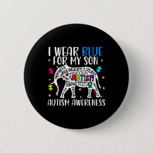 Badge Rond 5 Cm Autisme Elephant Je Porte Des Blues Pour Mon Fils