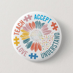 Badge Rond 5 Cm Autisme Enseignant Accepter Comprendre l'amour