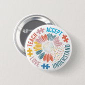 Badge Rond 5 Cm Autisme Enseignant Accepter Comprendre l'amour (Devant & derrière)