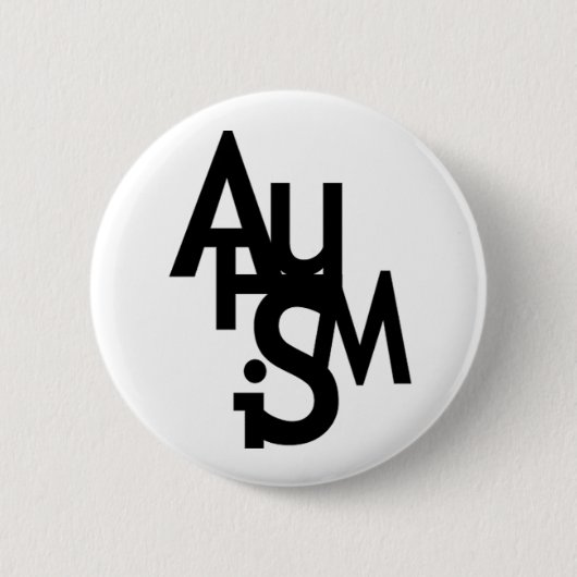 Badge Rond 5 Cm Autisme (lettres brouillées) (Devant)