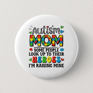 Badge Rond 5 Cm Autisme Maman Élever Héros Sensibilisation sur l'a