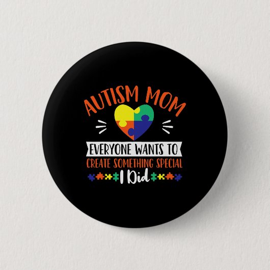 Badge Rond 5 Cm Autisme Mère Handicap Sensibilisation Mois Soutien (Devant)