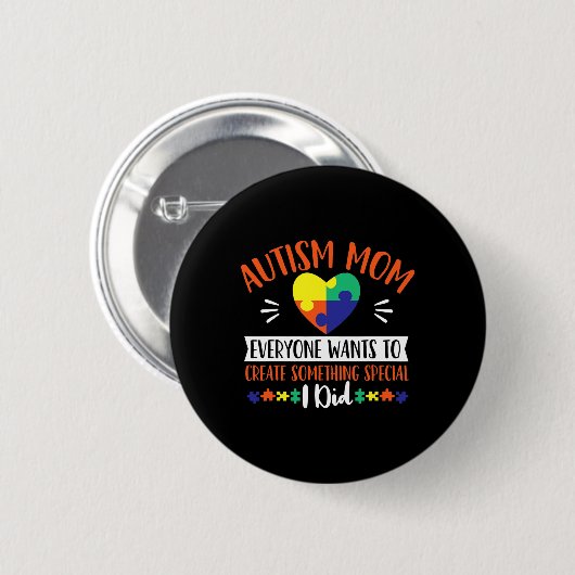 Badge Rond 5 Cm Autisme Mère Handicap Sensibilisation Mois Soutien (Devant & derrière)